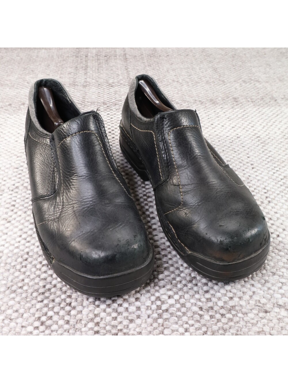 Hytest Men's 11 / Women's 13 W Black Leather Slip On Safety Toe Work Shoes